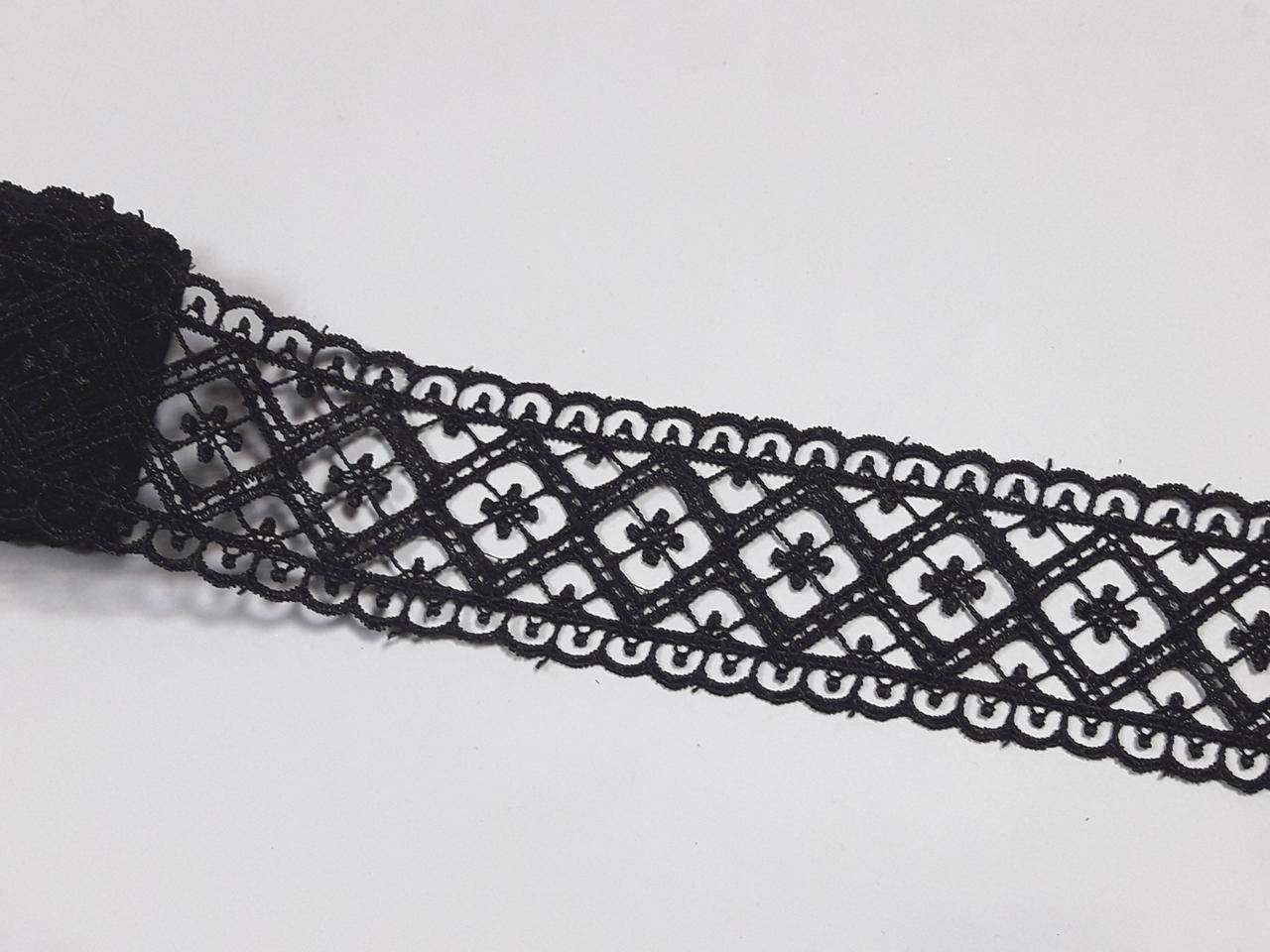 Мереживо мереживоакраме на метраж вставка 5 см. Чорне. Ціна за 1 метр. Туреччина