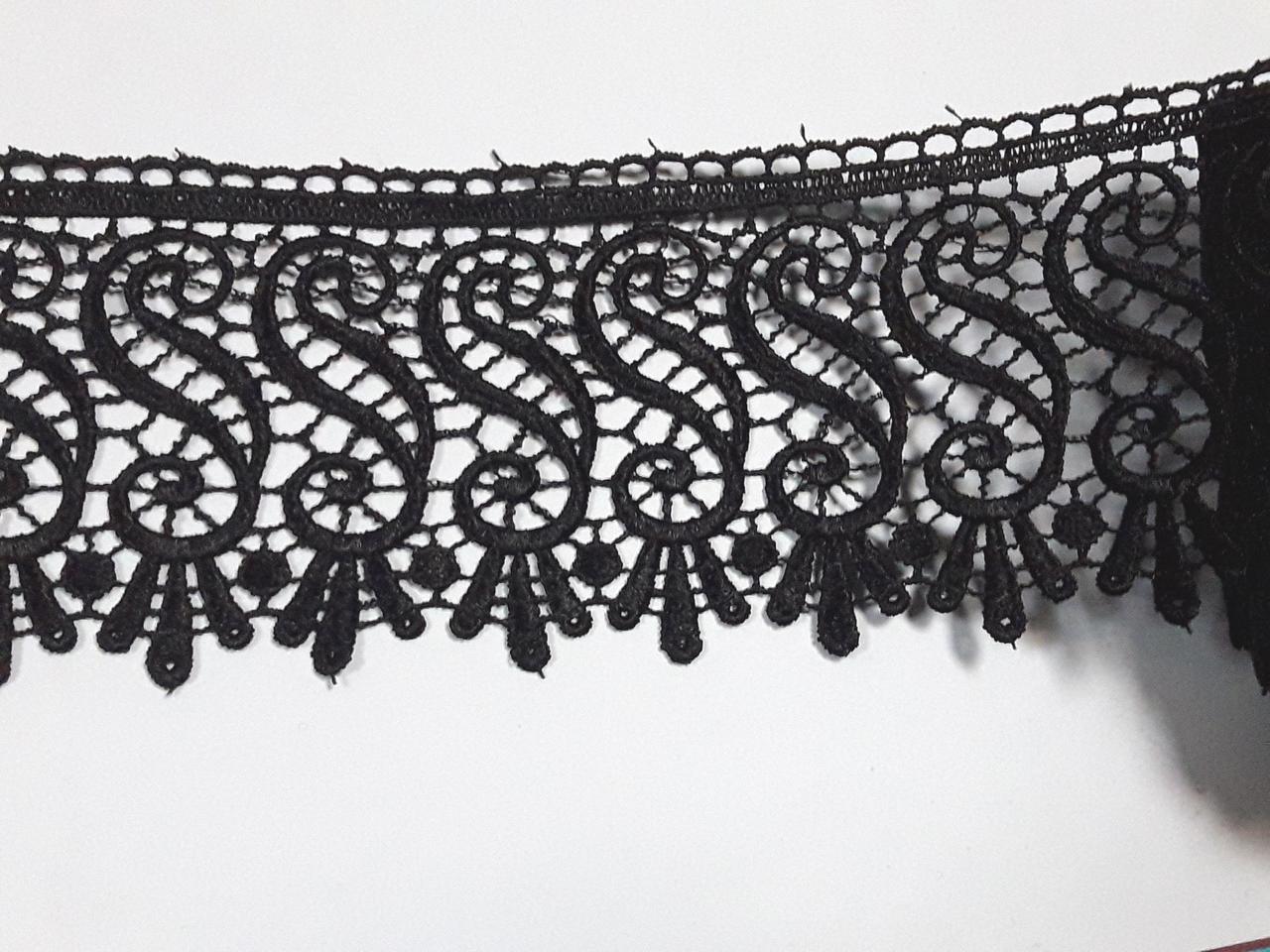Мереживо мереживо макраме на метраж 8 см. Чорне. Ціна за 1 метр. Туреччина