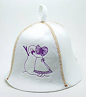Банная шапка Luxyart "Девочка и снеговик", искусственный войлок, белая (LA-72590)