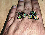 Срібні сережки-цвяшки зі смарагдами "Квітка", фото 6