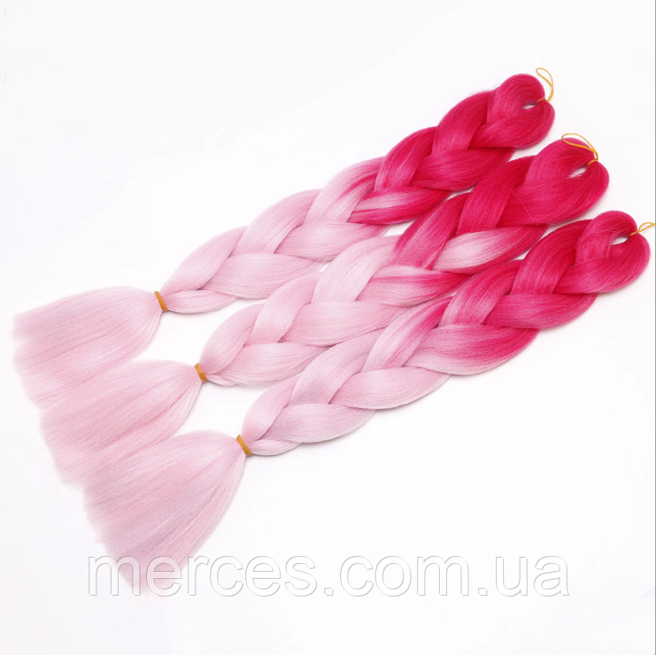 Канекалоновая коса омбре, червоний + світло-рожевий ( B40) 26/55, фото 1