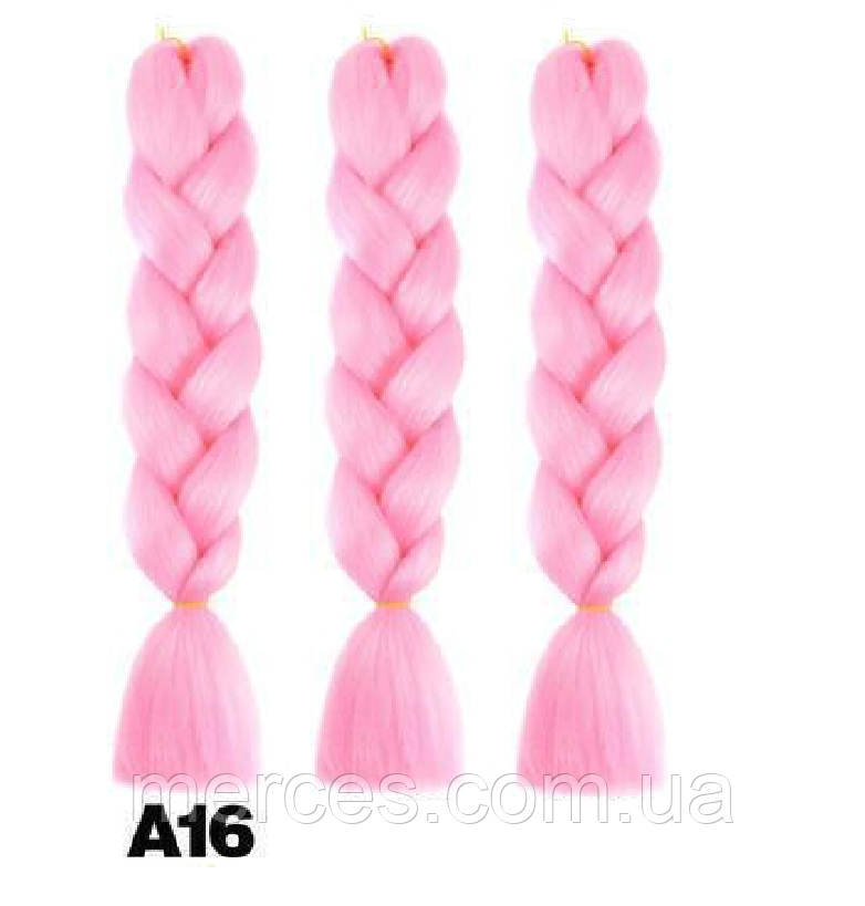 Канекалон світло-рожевий А16 однотонний коса 60см 100гр термостійкий для плетіння афро кісок дред брейдів, фото 1