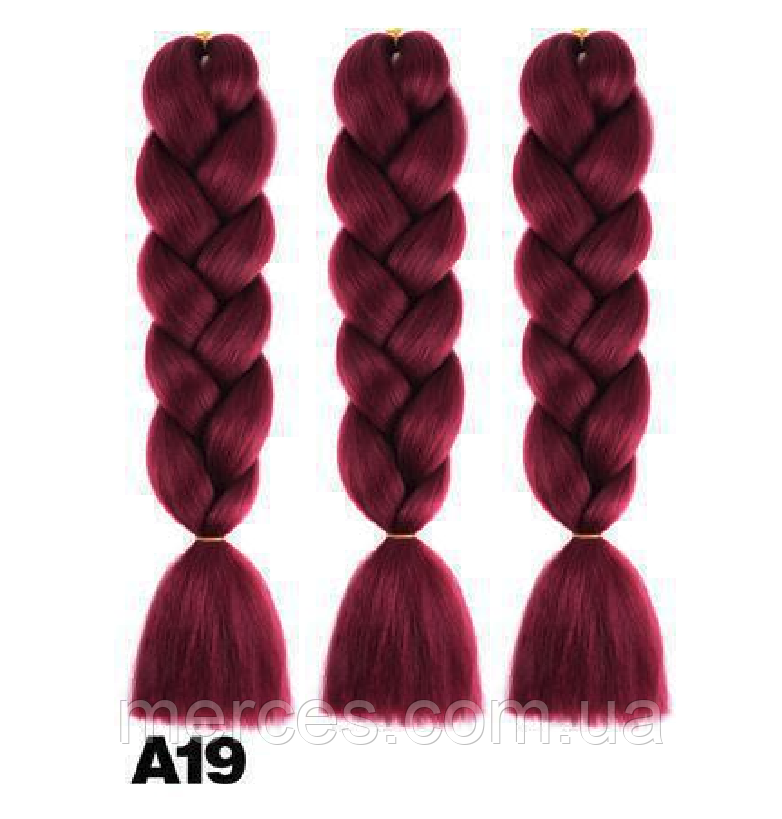 Канекалон бордо червоне дерево А19 однотонний коса 60см 100гр термостійкий для плетіння афро кісок дред брейдів, фото 1