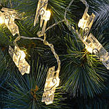 Світлодіодна гірлянда з прищіпками для фото 20 Led від батарейок, фото 2