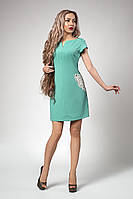Симпатичное летнее женское однотонное платье с карманами размеры 44,46,48