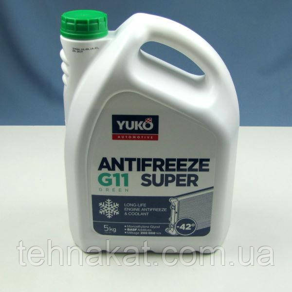 Жидкость охлаждающая YUKO Antifreeze -40 Super G11 зеленый (канистра 5л) - фото 1 - id-p1021780346