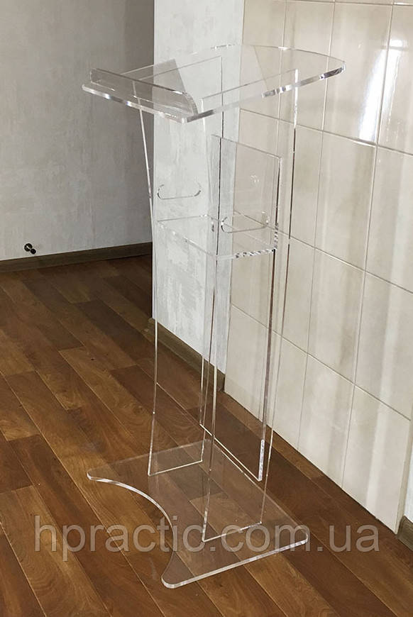 Стойка для выступлений с наклонной панелью, полкой; из прозрачного ...