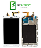 Дисплей (LCD) LG D680 G Pro Lite/ D682 G Pro Lite Dual с сенсором белый + рамка
