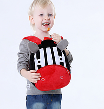 Дитячий рюкзак для улюблених малюків Зебра велюровий дошкільний маленький м'який унісекс чорний