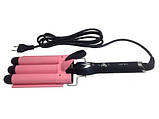 Потрійна плойка Gemei GM 1956 Рожева, фото 7