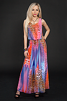 Яркое шифоновое платье с лео-вставками размер 44,46