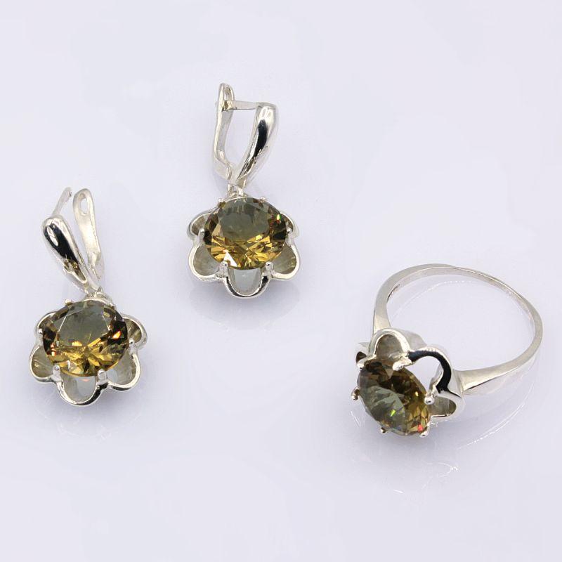 Срібна каблучка та сережки Султаніт, фото 1