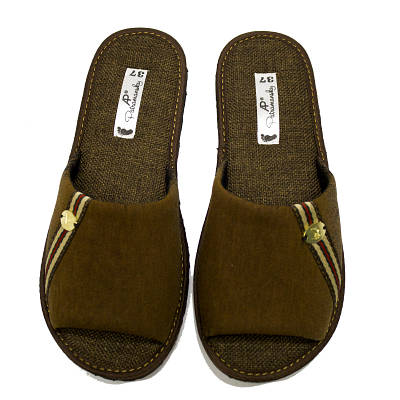 Хатні капці Для хлопчика Підліток із відкритим носком коричневі Вітрильник тм "PaGo" 38