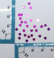 Пайетки сердечки мелкие. Цвет - малиновый, 3*3мм, уп/20 грамм. №103
