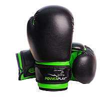 Боксерські рукавиці PowerPlay 3004 JR Чорно-Зелені 6 унцій