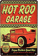 Металлическая табличка / постер "Hot Rod Garage (Speed And Power)" 20x30см (ms-001603)