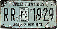 Металлическая табличка / постер "Чарльз Стюарт Роллс / Charles Stewart Rolls (Rolls Royce RR 1929)" 30x15см