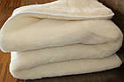 Ковдра із овечої шерсті "Класик", Двошарова Однотонна, кольору Крем-молоко, оздоблена трикотажною стрічкою, фото 2