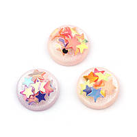 Кабошони круглий, Різнокольорові зірки, У формі лінзи, 10 мм