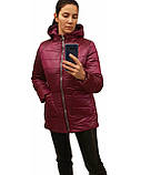 Жіноча демісезонна куртка з накладною кишенею, модель Юлія, вишнева, розмір 48, фото 4