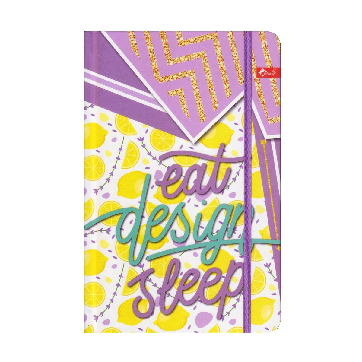 Блокнот А5 на резинці, тверда обкладинка "Eat design sleep", клітинка, 64 аркуша, ТП-67