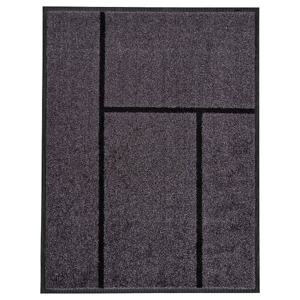 KÖGE Door mat, gray, black, 2 ' 3x2 ' 11 - IKEA