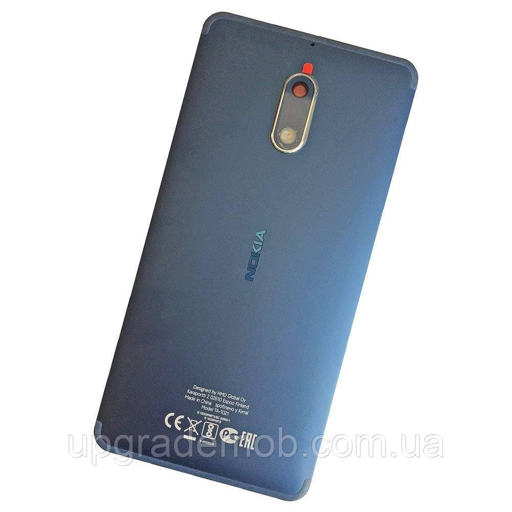 Задня кришка Nokia 6 синя Tempered Blue оригінал + скло камери, фото 1