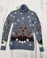 В'язаний светр з оленями на хлопчиків 6-7,12-13 років