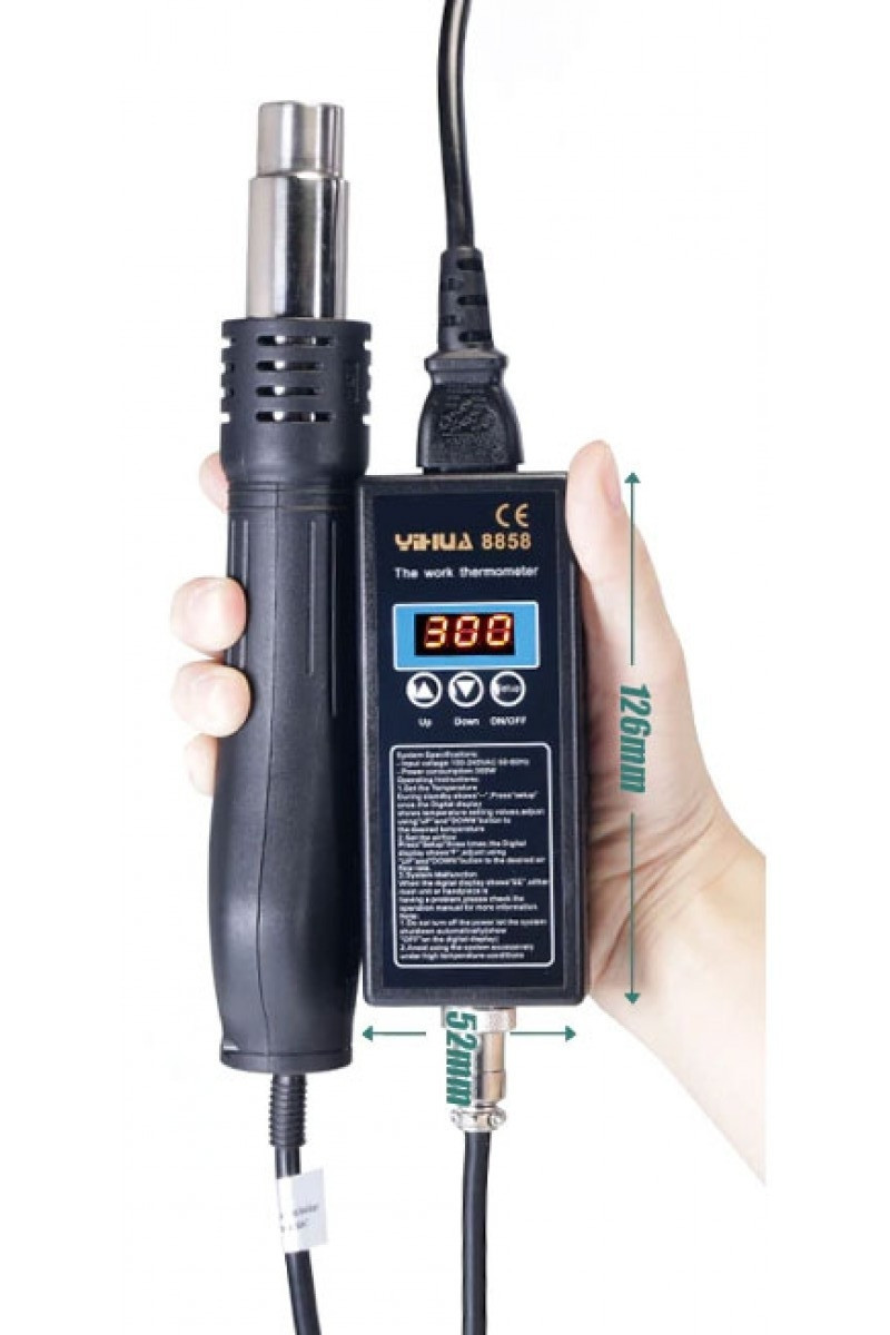 YIHUA 8858 Термоповітряна станція з дисплеєм + насадки (насадки 3шт.)