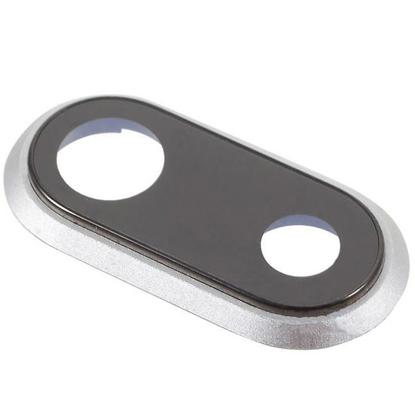 Скло камери для Apple iPhone 8 Plus в рамці (Білий | Сріблястий), фото 1