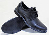 Чоловічі класичні шкіряні чорні туфлі на шнурках від виробника модель АМ40КШ, фото 2