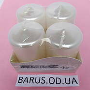 Свічки стовпчики Bispol перламутр білий 4 шт 80*40 мм, фото 4