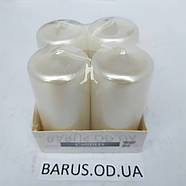 Свічки стовпчики Bispol перламутр білий 4 шт 80*40 мм, фото 2