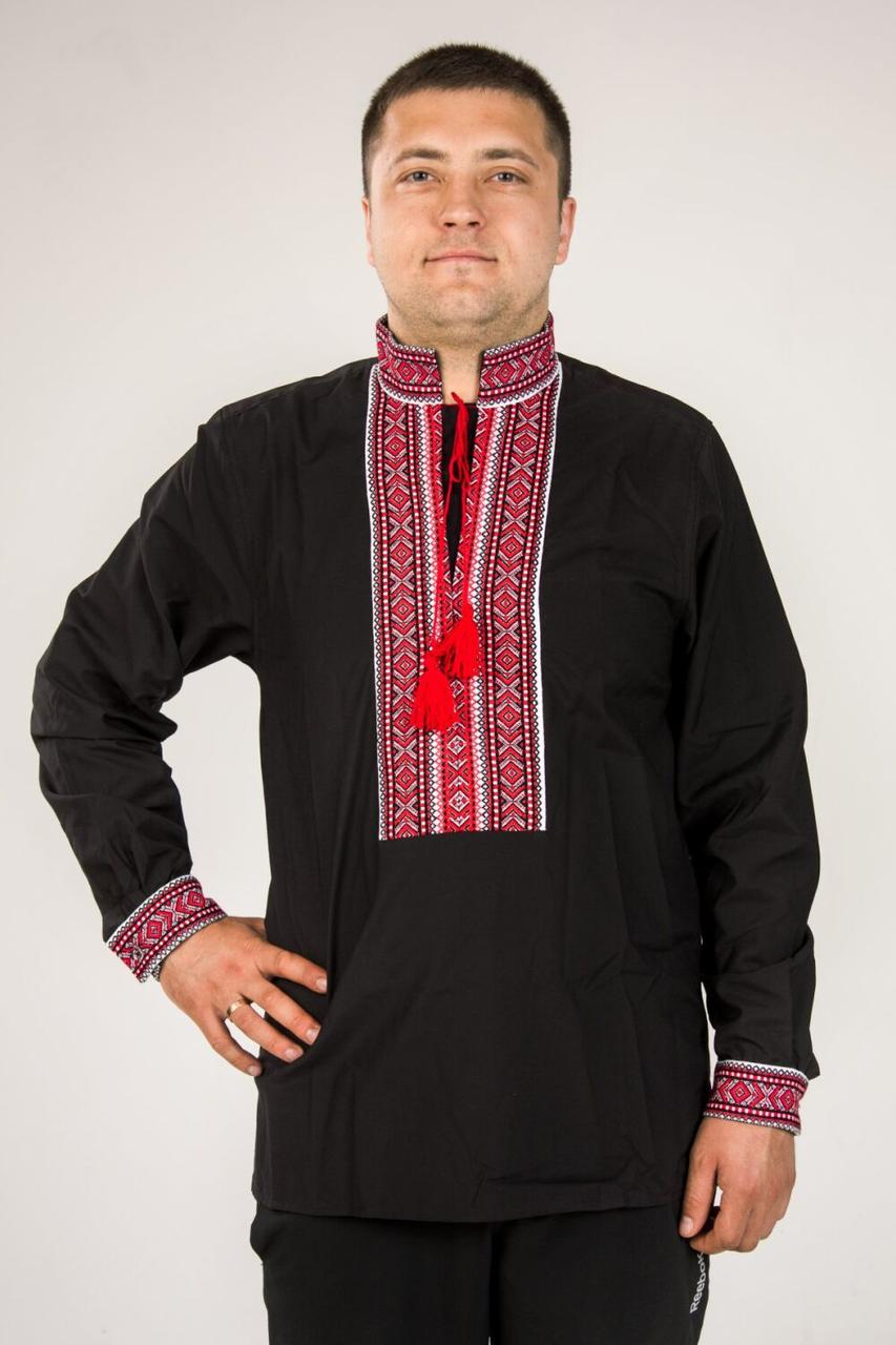 Чоловіча вишиванка "Світан" на чорному попліні, фото 1