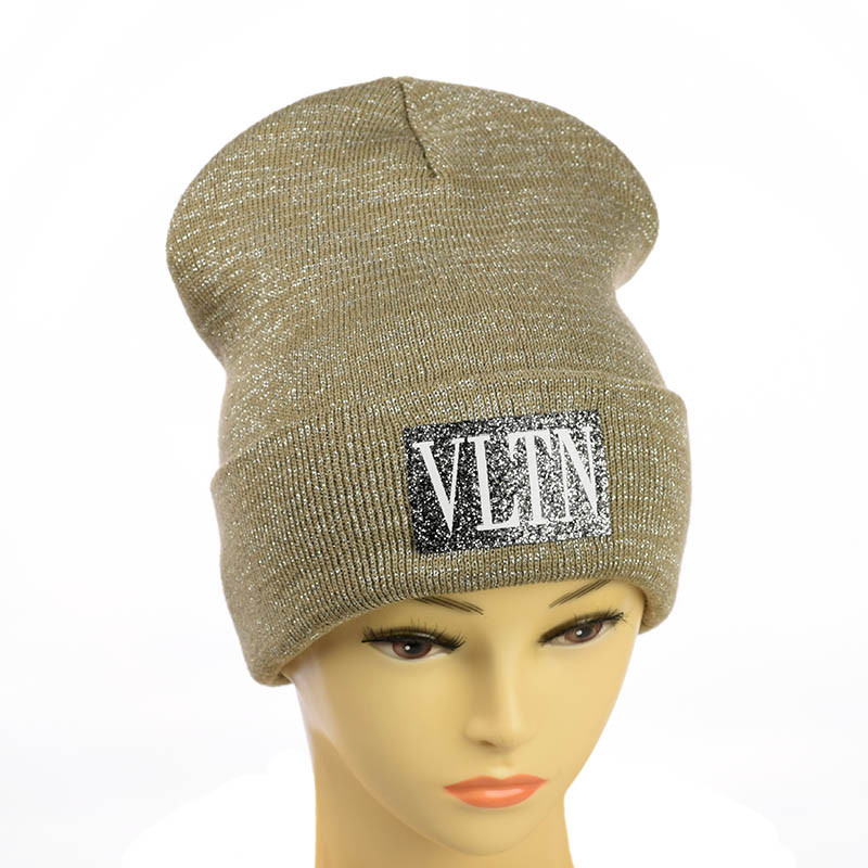 Шапка-лопата з люрексом "VLTN" капучино