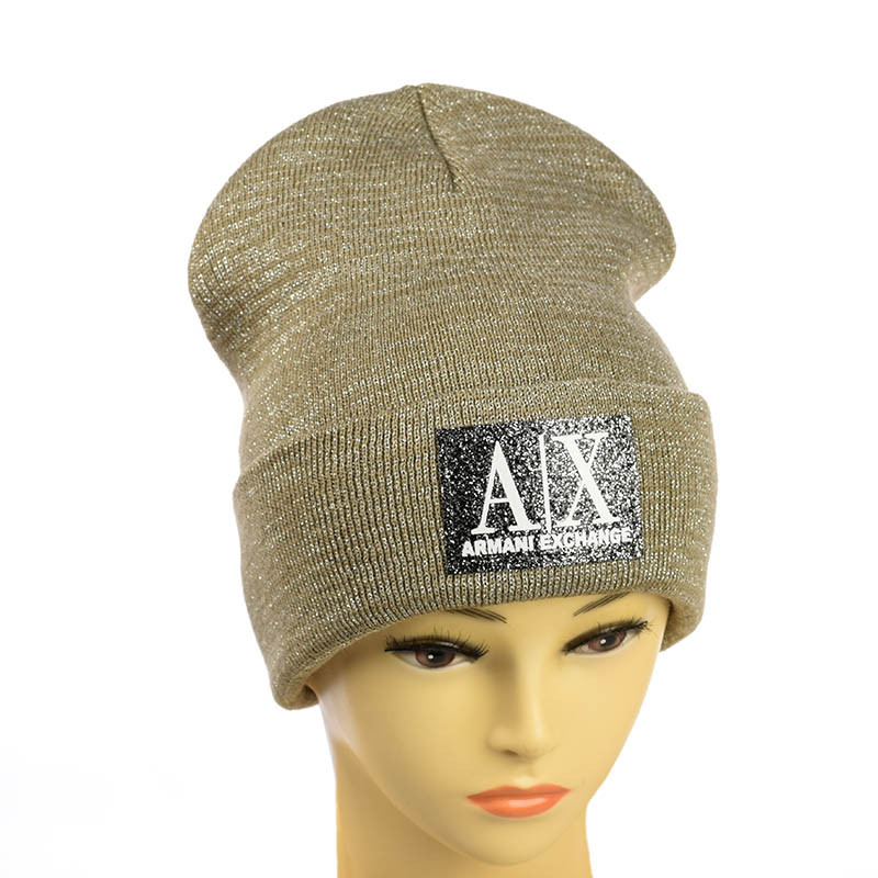Шапка-лопата з люрексом "AIX" капучино
