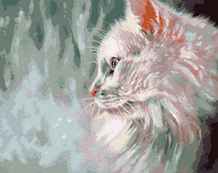 Картина для малювання за номерами Білий кіт 40х50 см Mariposa Turbo