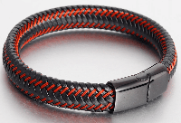 Мужской кожаный браслет Primo Rock Luxury с магнитной застежкой - Black