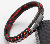 Чоловічий шкіряний браслет Primo Rock Luxury з магнітною застібкою - Black, фото 2