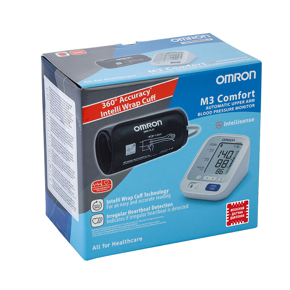 Тонометр Omron M3 Comfort (HEM-7134-ALRU) автоматичний на плече з адаптером гарантія 5 років