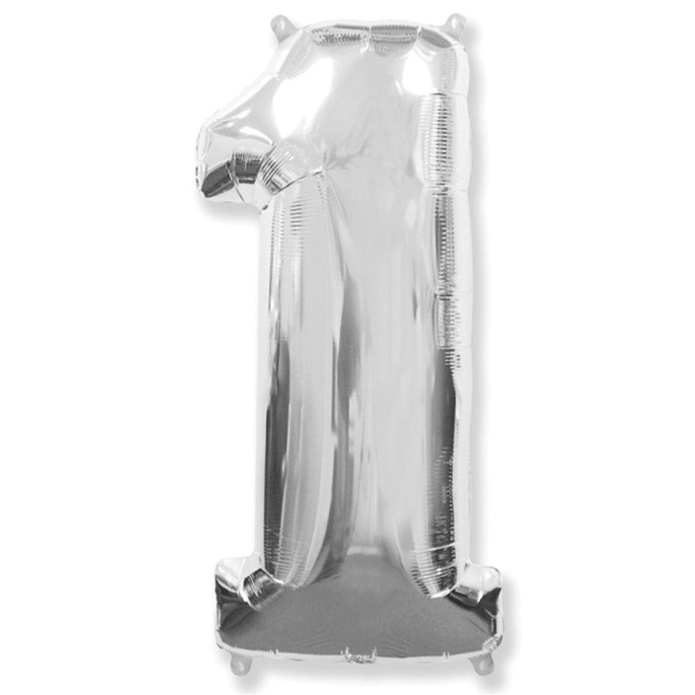 FM 40" Цифра 1 silver Фольгована куля, фото 1