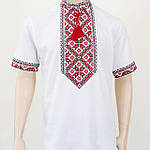 Чоловіча вишиванка "Матвій" з коротким рукавом червона вишивка, фото 2