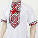 Чоловіча вишиванка "Матвій" з коротким рукавом червона вишивка, фото 3