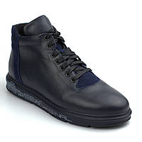 Акция распродажа Зимние ботинки синие кожаные на меху мужская обувь Rosso Avangard North Lion Blu 03-227 11023