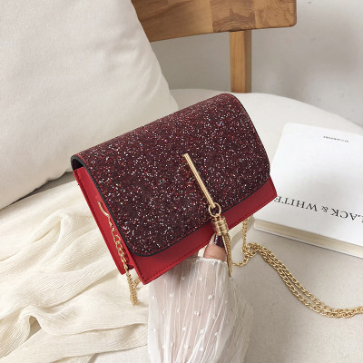 Блискуча червона сумочка з кісточкою через плече, фото 1