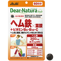 Asahi Dear-Natura фолиевая кислота 240 мкг + гемовое железо + витамины B, С 120 т на 60 д