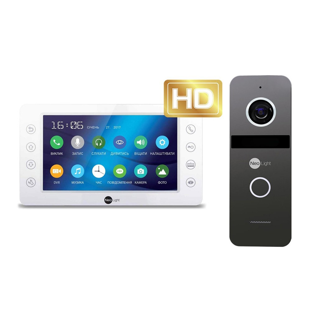 Комплект кольорового відеодомофона NeoLight Kappa+ HD / Solo FHD Graphite