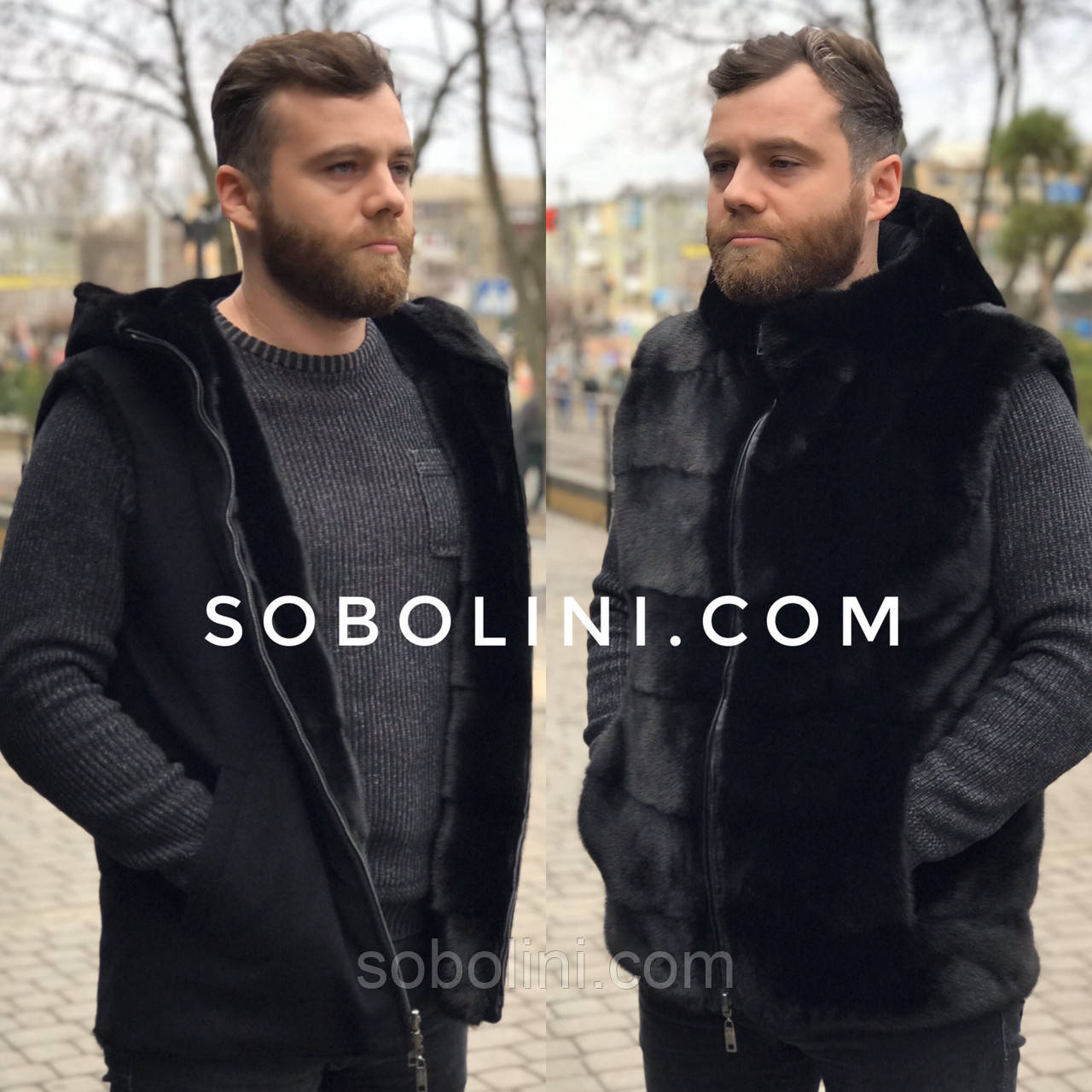 Жилет чоловічий doubl face з капюшоном