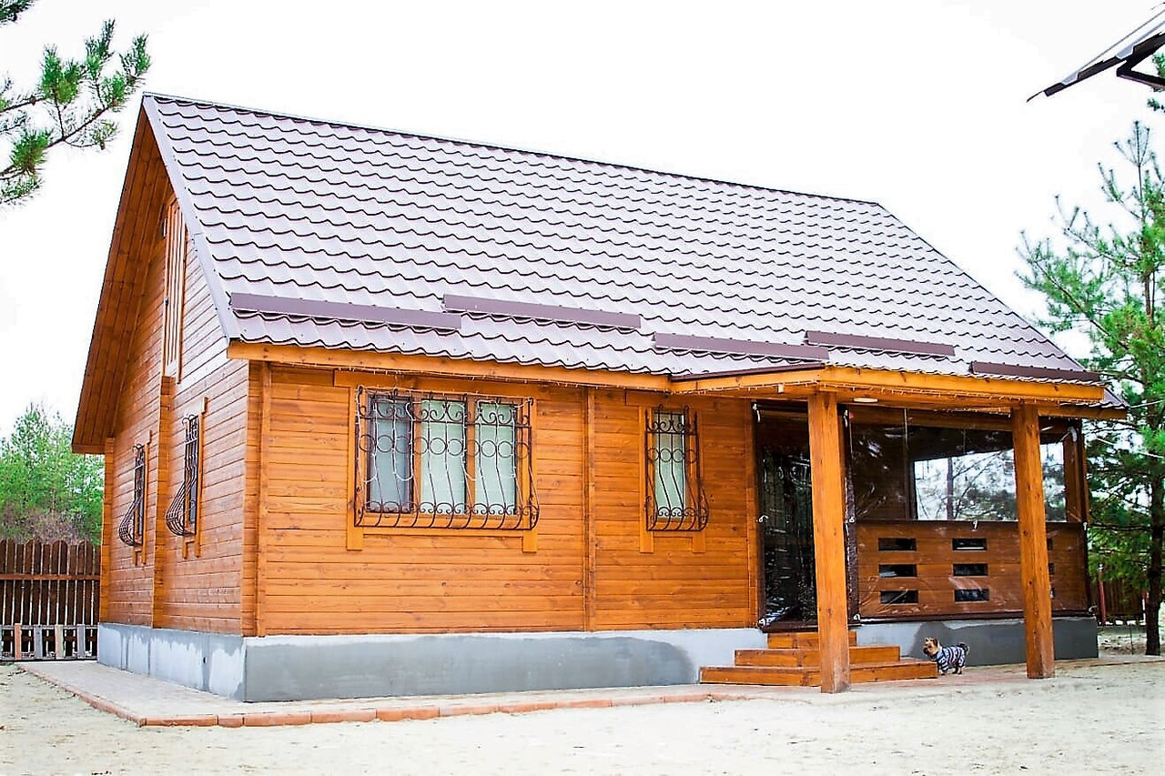 Дерев'яний будинок з термобруса з верандою 74,1 м2. від виробника Thermo Wooden House 003