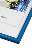 Фоторамка з пластику - Синій яскравий - для грамот, дипломів, сертифікатів, фото, вишивок ! 25х38 см. - з склом або з Склопластиком, фото 3